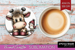 Giraffe Valentine Round Coaster Whimsical Animal Coaster PNG Product Image 1