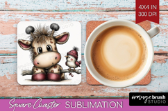 Giraffe Valentine Square Coaster Whimsical Animal Coaster Product Image 1