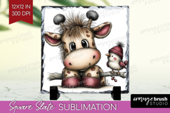 Giraffe Valentine Slate PNG Whimsical Animal Square Slate Product Image 1