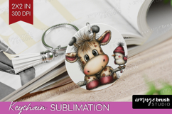 Giraffe Valentine Keychain PNG Whimsical Animal Keychain Product Image 1