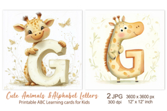 Cute Giraffe, Animal Alphabet Letters, ABC Printable cards Product Image 1