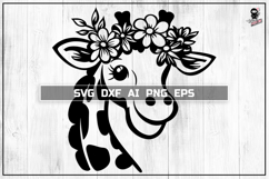 Cute Giraffe Portrait| Floral Baby Animal SVG, AI, Dxf &amp; Png Product Image 1