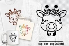 Cute giraffe svg, Animal flower svg, Kids svg Product Image 1