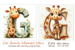 Cute Giraffe, Animal Alphabet Letters, ABC Printable cards Product Image 1