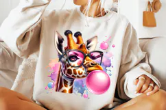 Blowing Bubble Giraffe Png, Cute Giraffe Png, Kids Png Product Image 2