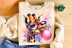 Blowing Bubble Giraffe Png, Cute Giraffe Png, Kids Png Product Image 3