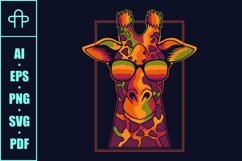Giraffe colorful wearing a eyeglasses vector illustration Product Image 3