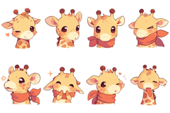 50 Giraffe Cute Kawaii Logo Illustrations SVG EPS Animal Product Image 2