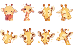 50 Giraffe Cute Kawaii Logo Illustrations SVG EPS Animal Product Image 3