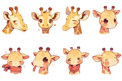 50 Giraffe Cute Kawaii Logo Illustrations SVG EPS Animal Product Image 4