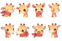 50 Giraffe Cute Kawaii Logo Illustrations SVG EPS Animal Product Image 5