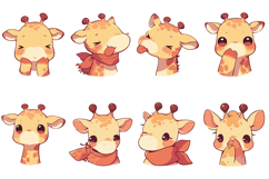 50 Giraffe Cute Kawaii Logo Illustrations SVG EPS Animal Product Image 6