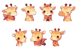 50 Giraffe Cute Kawaii Logo Illustrations SVG EPS Animal Product Image 7