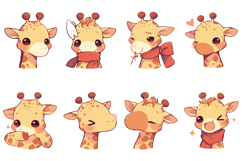 50 Giraffe Cute Kawaii Logo Illustrations SVG EPS Animal Product Image 8