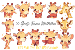 50 Giraffe Cute Kawaii Logo Illustrations SVG EPS Animal Product Image 1