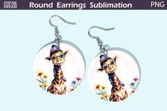 Cute Giraffe Round Earrings | Funny Animal Earrings Product Image 1