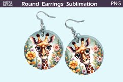 Cute Giraffe Round Earrings | Funny Animal Earrings Product Image 1