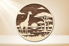 Giraffe Safari Round Laser Cut SVG Product Image 1