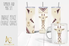 Inhale Peace Exhale Chaos| Zen Giraffe Tumbler And Mug Set Product Image 1