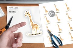 Watercolor Sticker Giraffe Wildlife Product Image 1