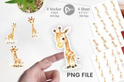 Watercolor Sticker Giraffe Wildlife Product Image 1