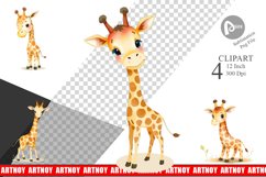 Watercolor Clipart Giraffe Wildlife Product Image 1