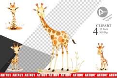 Watercolor Clipart Giraffe Wildlife Product Image 1