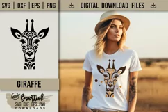 Folk Art Giraffe Head SVG - Black and Colorful Variation Product Image 1
