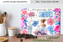 Self Care Floral Cutting Board Sublimation Design Product Image 1