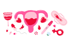 Menstrual Cycle &amp; Women Health Digital Clipart Set, Feminine Product Image 2