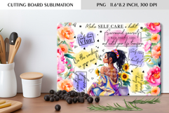 Self Care Floral Cutting Board Sublimation Design Product Image 1
