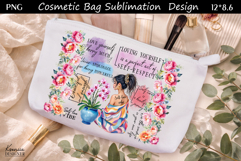Feminine Self Care Motivation Quote Cosmetic Bag Sublimation Product Image 1