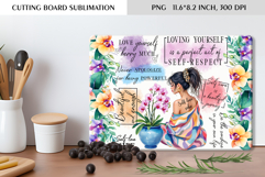 Self Care Floral Cutting Board Sublimation Design Product Image 1