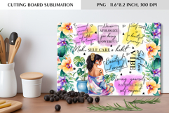 Self Care Floral Cutting Board Sublimation Design Product Image 1