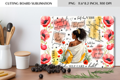 Self Care Floral Cutting Board Sublimation Design Product Image 1