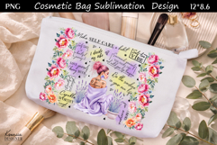 Feminine Self Care Motivation Quote Cosmetic Bag Sublimation Product Image 1