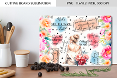 Self Care Floral Cutting Board Sublimation Design Product Image 1
