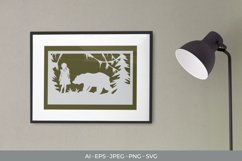 Girl and Bear Pet Walking Into The Trees Product Image 1