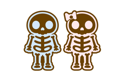 Boy and Girl Skeletons for Halloween Party and Birthday SVG Product Image 2