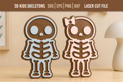 Boy and Girl Skeletons for Halloween Party and Birthday SVG Product Image 1