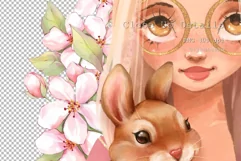 Girl and bunny | Spring PNG sublimation design Product Image 2