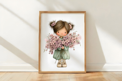 Girl and Flower Clipart Product Image 2