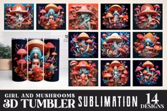 Girl and Mushrooms 3D Tumbler Sublimation Bundle Product Image 1