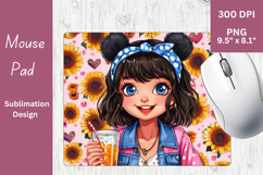 Bear Girl Sublimation PNG for Mouse Pad 3 Product Image 1