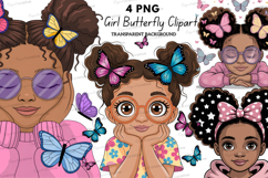 Cute Black Girl Butterfly Clipart PNG,American Girl png Product Image 1