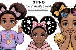 Cute Black Girl Butterfly Clipart PNG,American Girl PNG Product Image 1