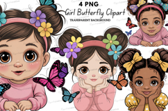 Cute Black Girl Butterfly Clipart PNG,American Girl Illustra Product Image 1