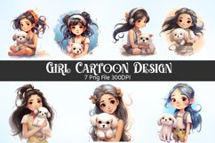 Girl Cartoon Sublimation Clipart Bundle Product Image 1