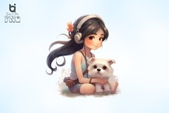Girl Cartoon Sublimation Clipart Bundle Product Image 4