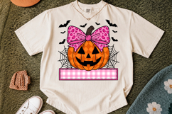 Girl Cheetah Bow Jack-o-Lantern Checker Halloween PNG Product Image 2